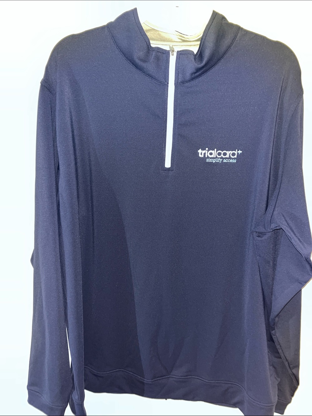 Peter Millar Crown Model Blue T neck LS 1/4 zipper Golf Polo Shirt XXL Trialcard